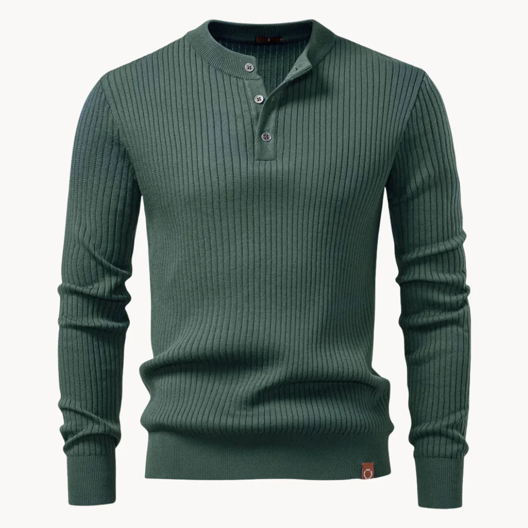 Hugo | Ribgebreide trui met ronde hals en knoopsluiting - Image 13