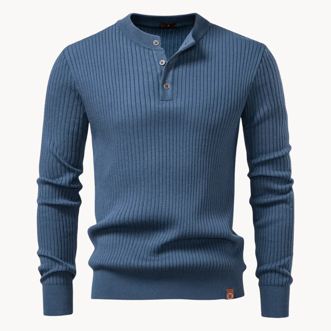 Hugo | Ribgebreide trui met ronde hals en knoopsluiting - Image 7