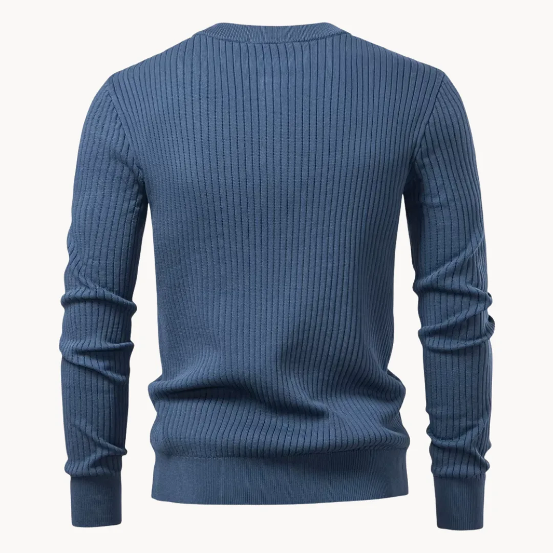 Hugo | Ribgebreide trui met ronde hals en knoopsluiting - Image 8