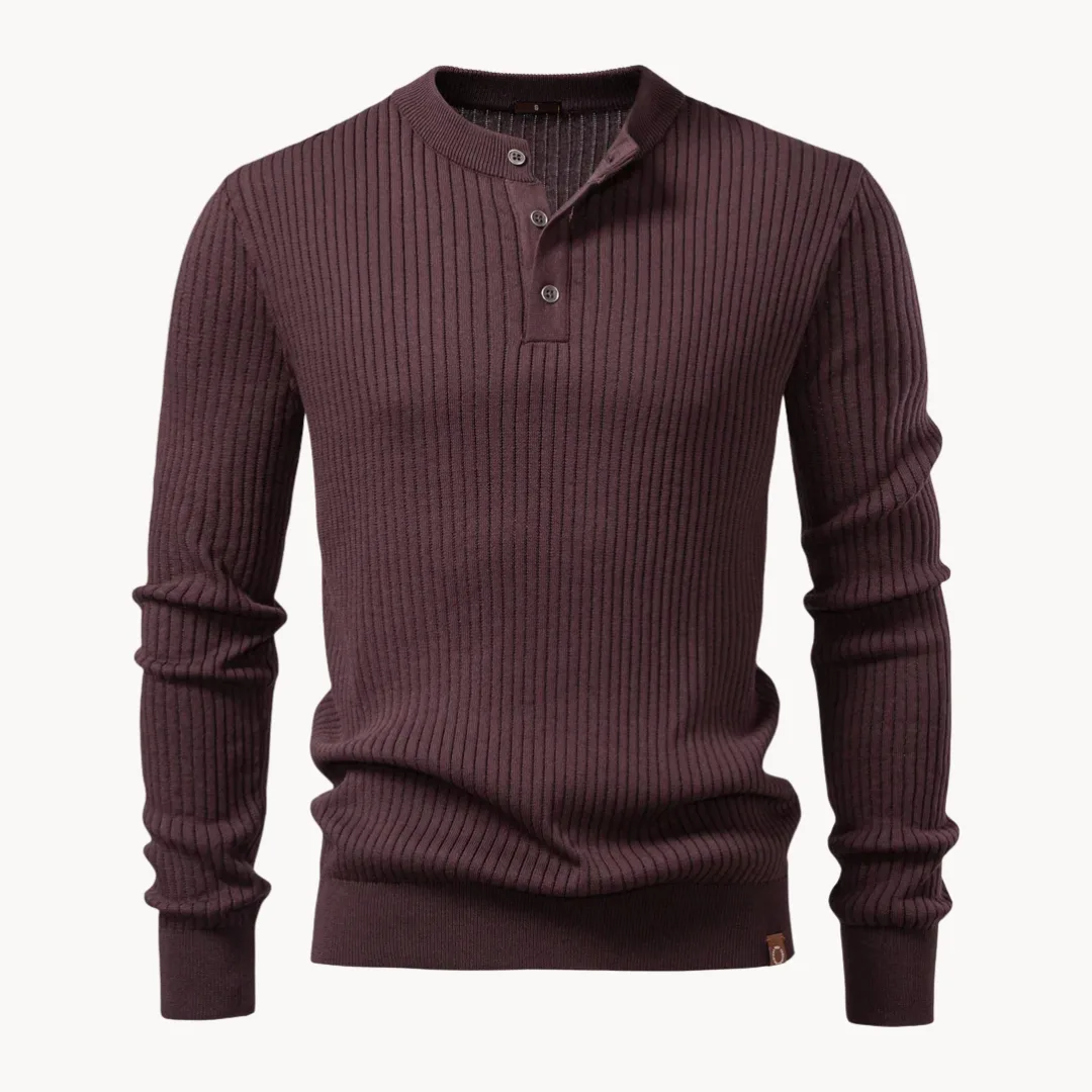 Hugo | Ribgebreide trui met ronde hals en knoopsluiting - Image 9