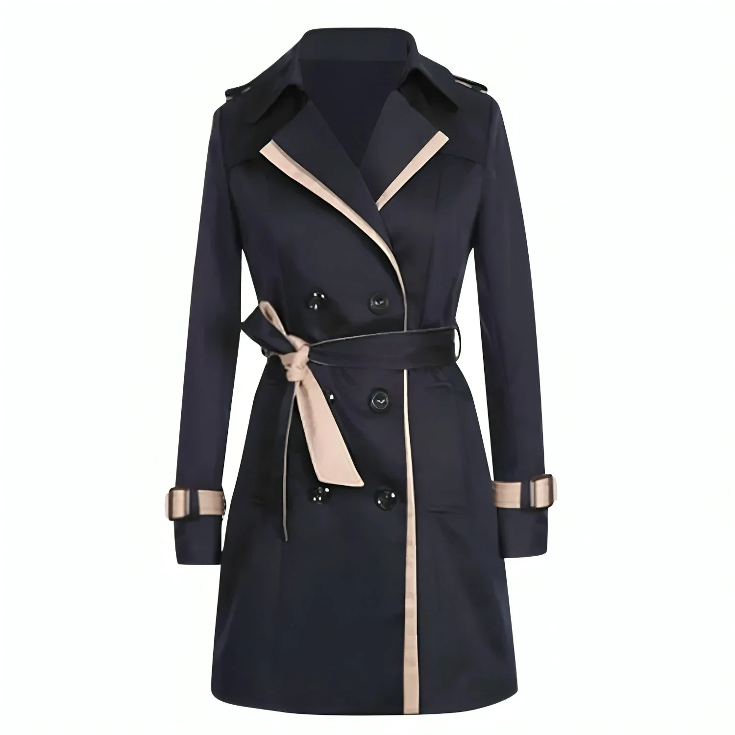 Isabel | Lange dames trenchcoat met wikkel en knopen - Image 5