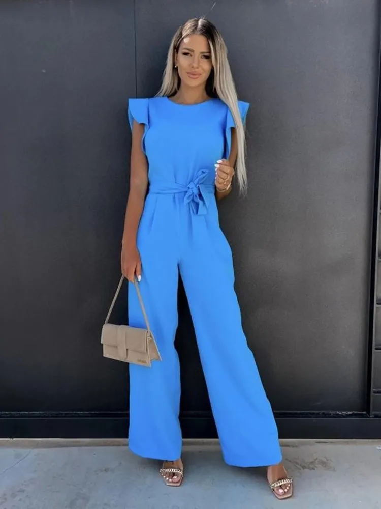 Jacobs | Elegante jumpsuit met wijde pijpen en korte mouwen - Image 4