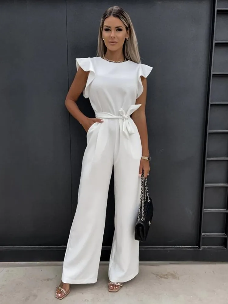 Jacobs | Elegante jumpsuit met wijde pijpen en korte mouwen - Image 9