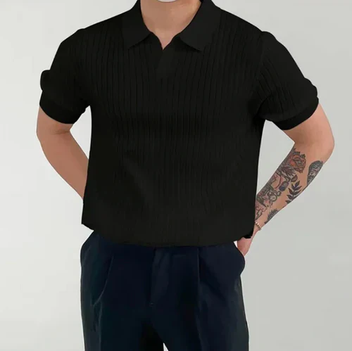 James | Ribgebreid katoenen poloshirt - Image 3