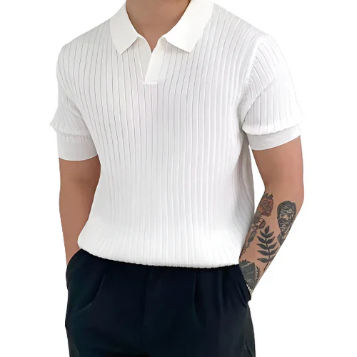 James | Ribgebreid katoenen poloshirt - Image 4