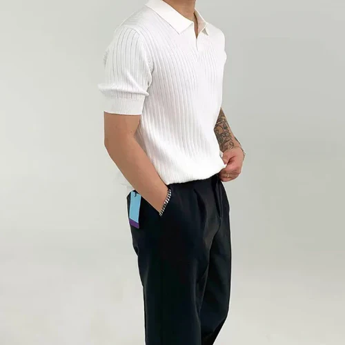 James | Ribgebreid katoenen poloshirt - Image 5