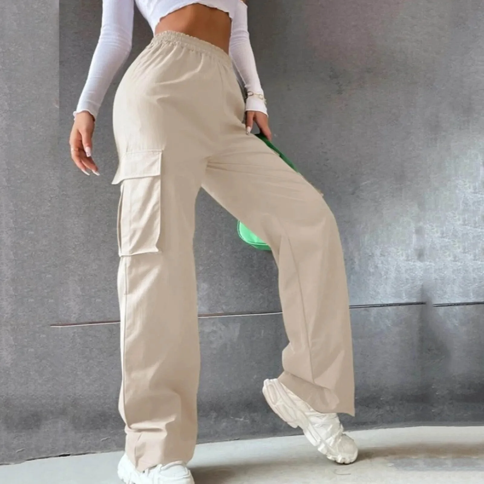 Janlie | Dames hoge taille cargo broek - Image 2