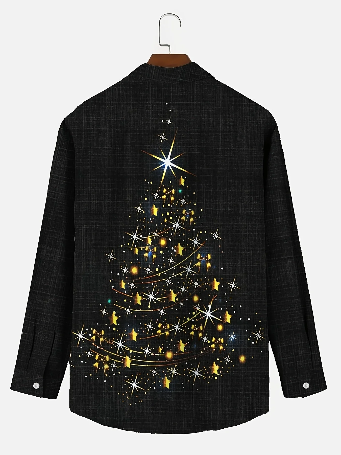 Stan | Glanzend kerstboomprint heren overhemd met lange mouw - Image 2