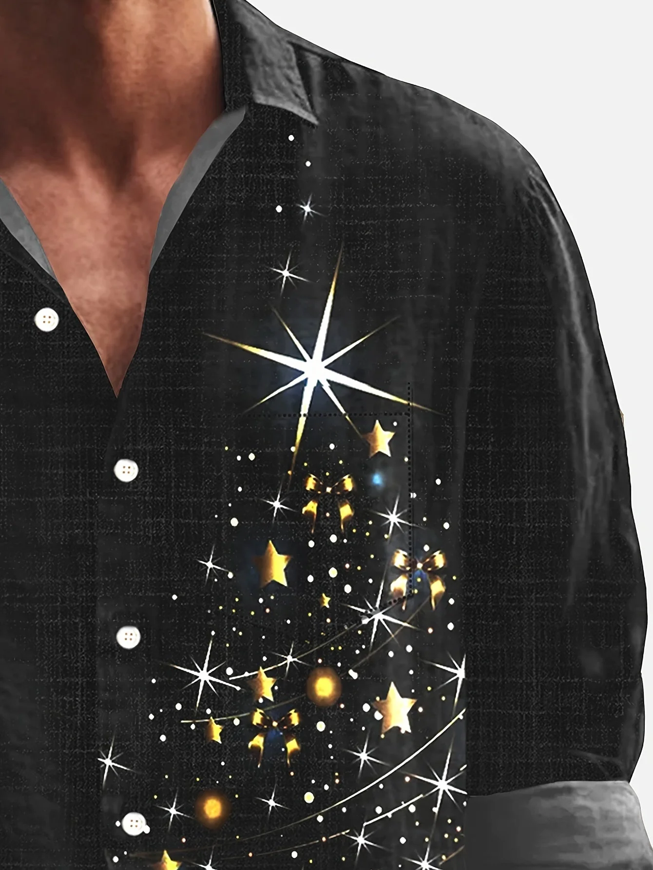 Stan | Glanzend kerstboomprint heren overhemd met lange mouw - Image 3