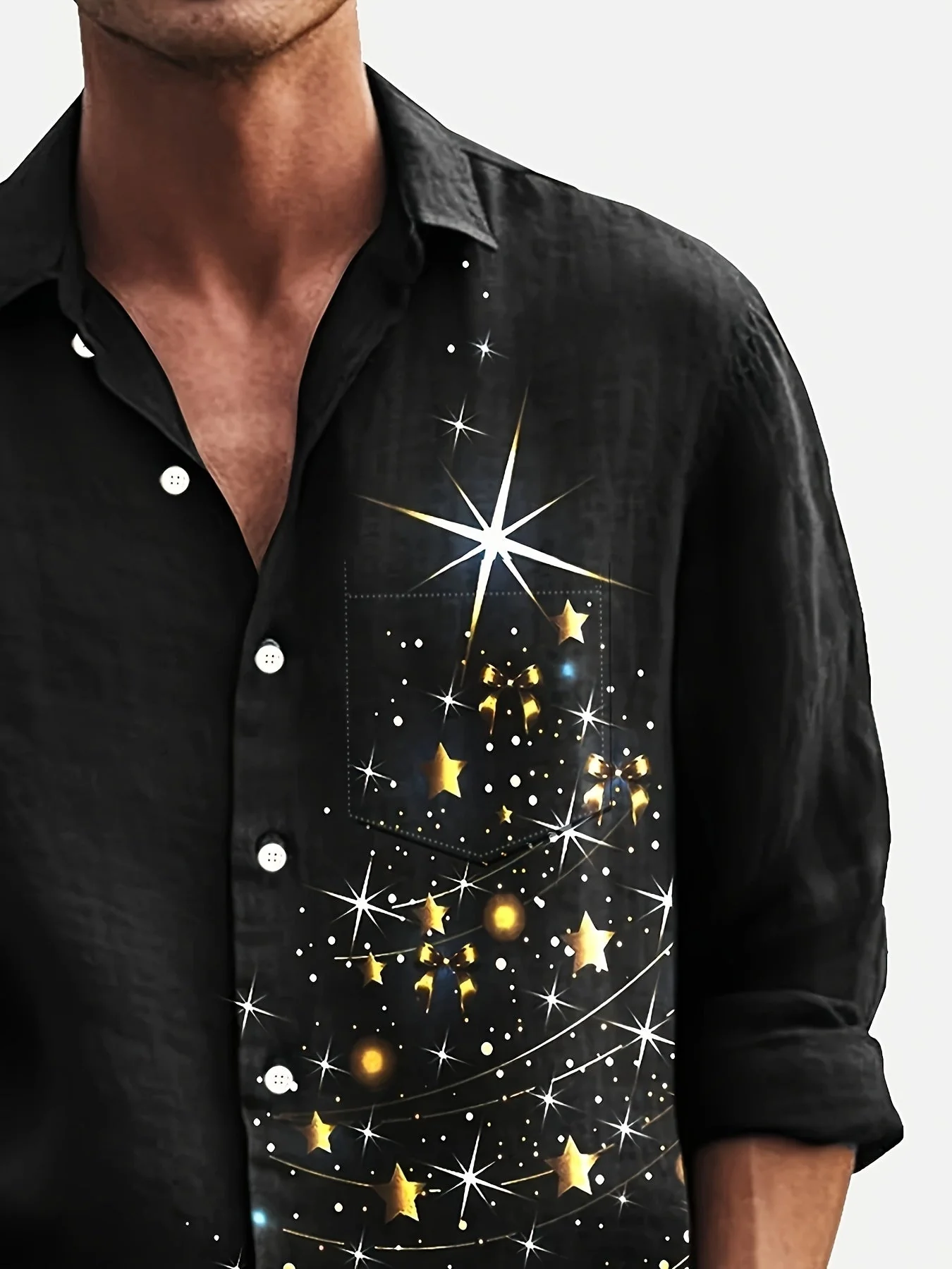 Jasper | Herenshirt met vintage kerst 3D-print en knoopsluiting - Image 3