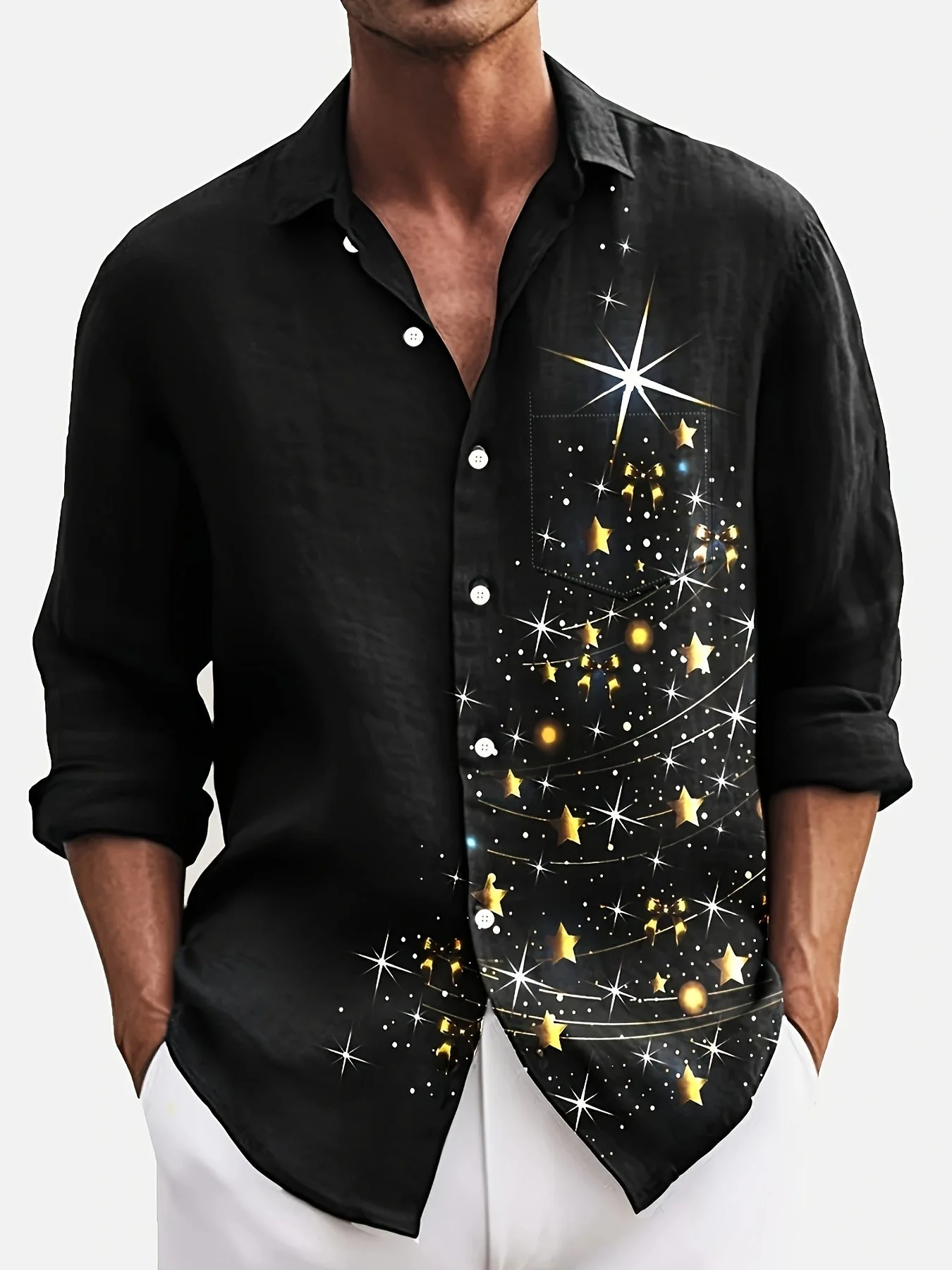 Jasper | Herenshirt met vintage kerst 3D-print en knoopsluiting - Image 7