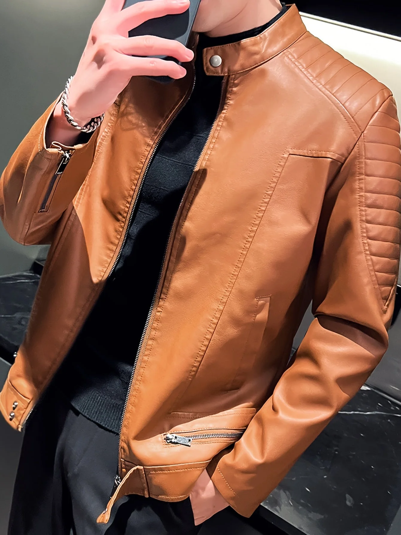 Jasper | Stoere PU leren herenjas met opstaande kraag - Image 7
