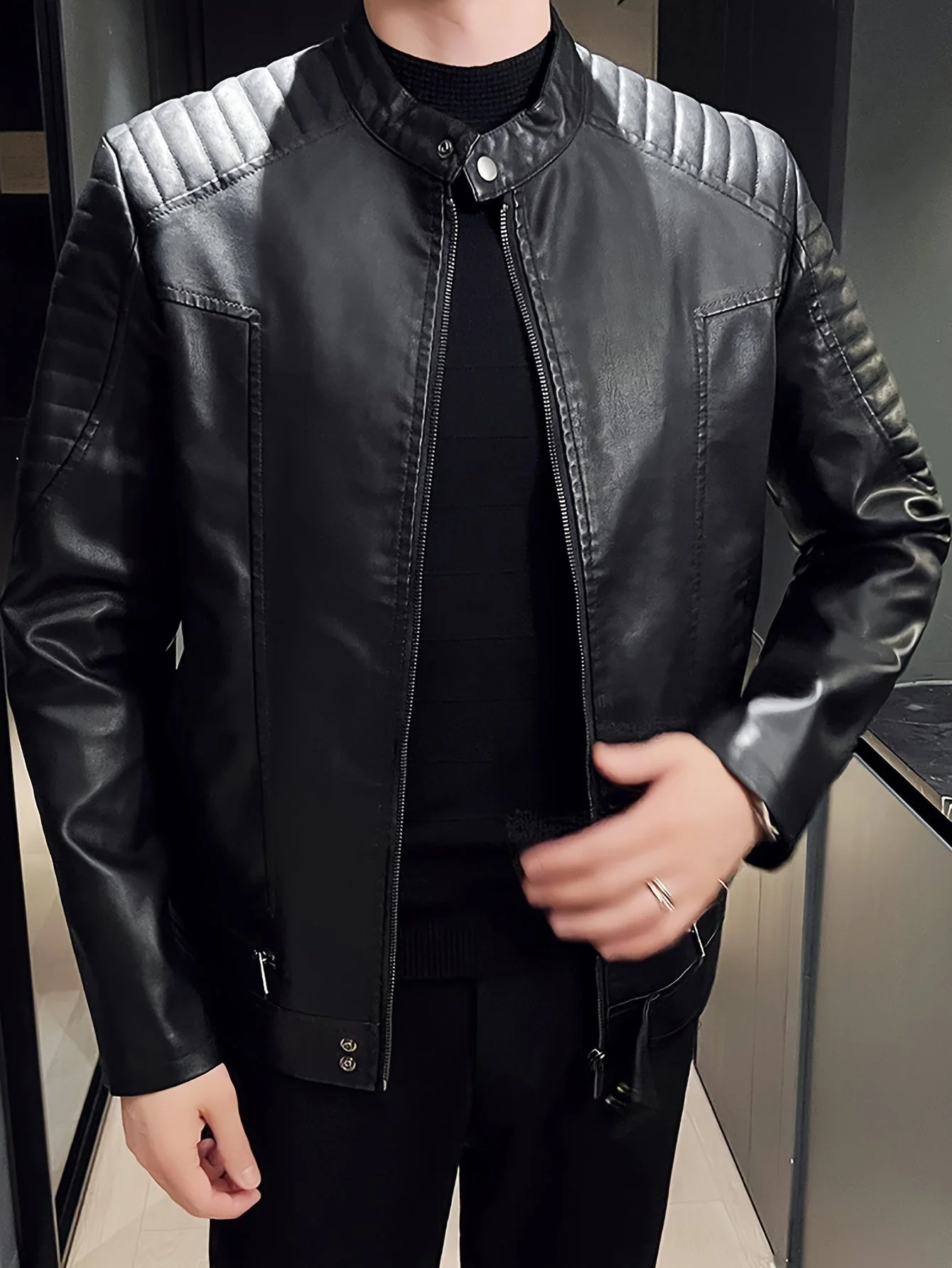 Jasper | Stoere PU leren herenjas met opstaande kraag - Image 8