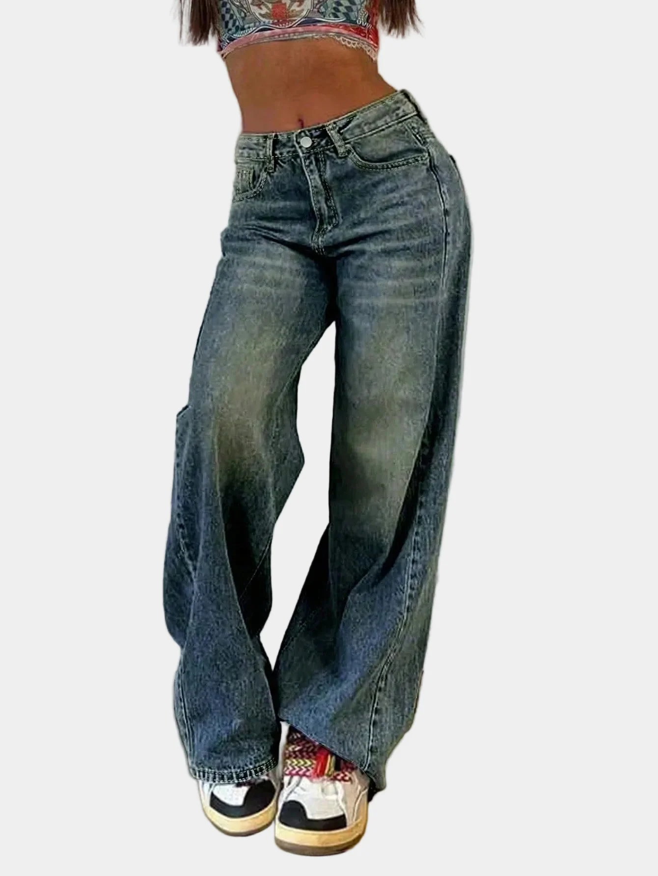 Jeans met losse rechte pijpen en elastische taille - Image 4