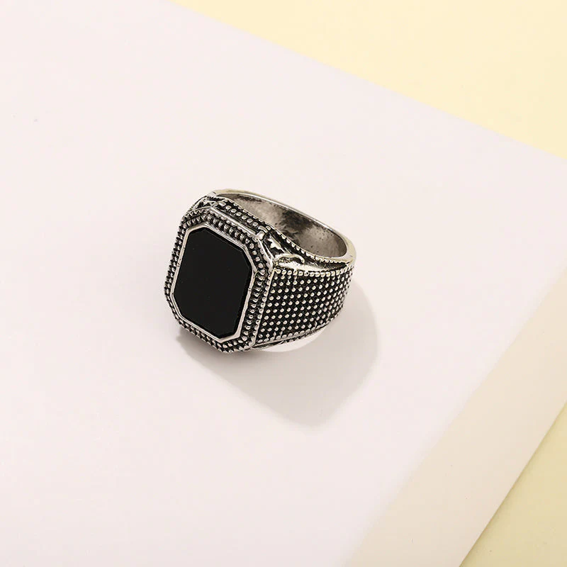 Jeroen | Zwarte ring met strass - Image 7