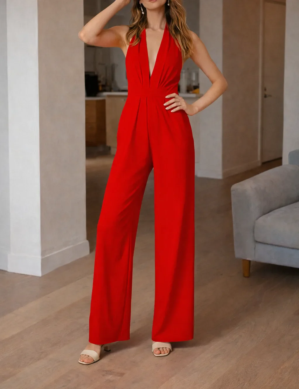 Jumpsuit met halter en wijde pijpen - Image 10