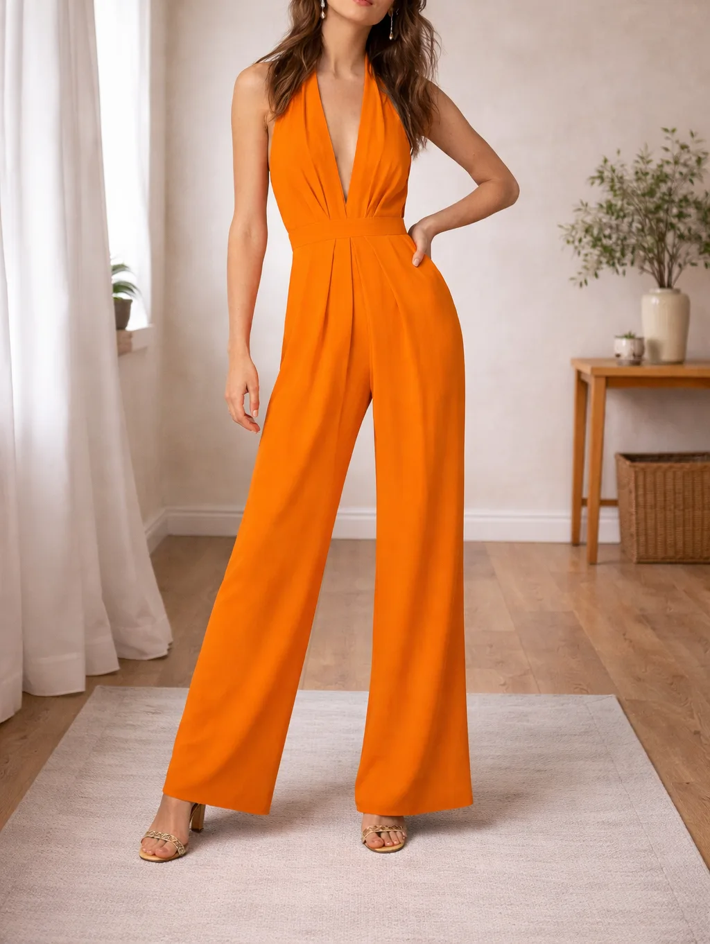 Jumpsuit met halter en wijde pijpen - Image 2