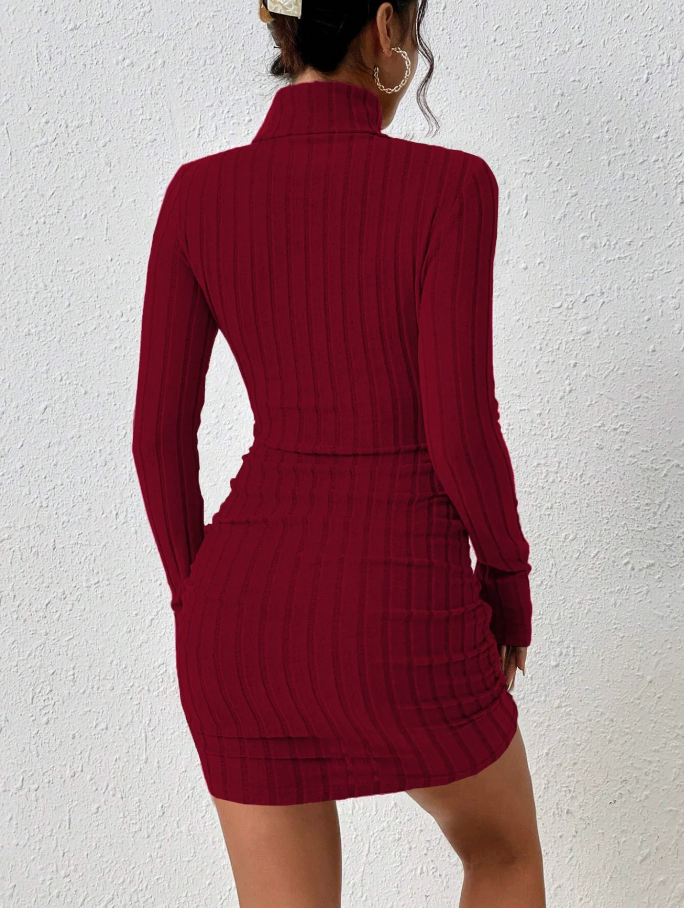 Jurk met hoge col en lange mouwen in slim fit - Image 7