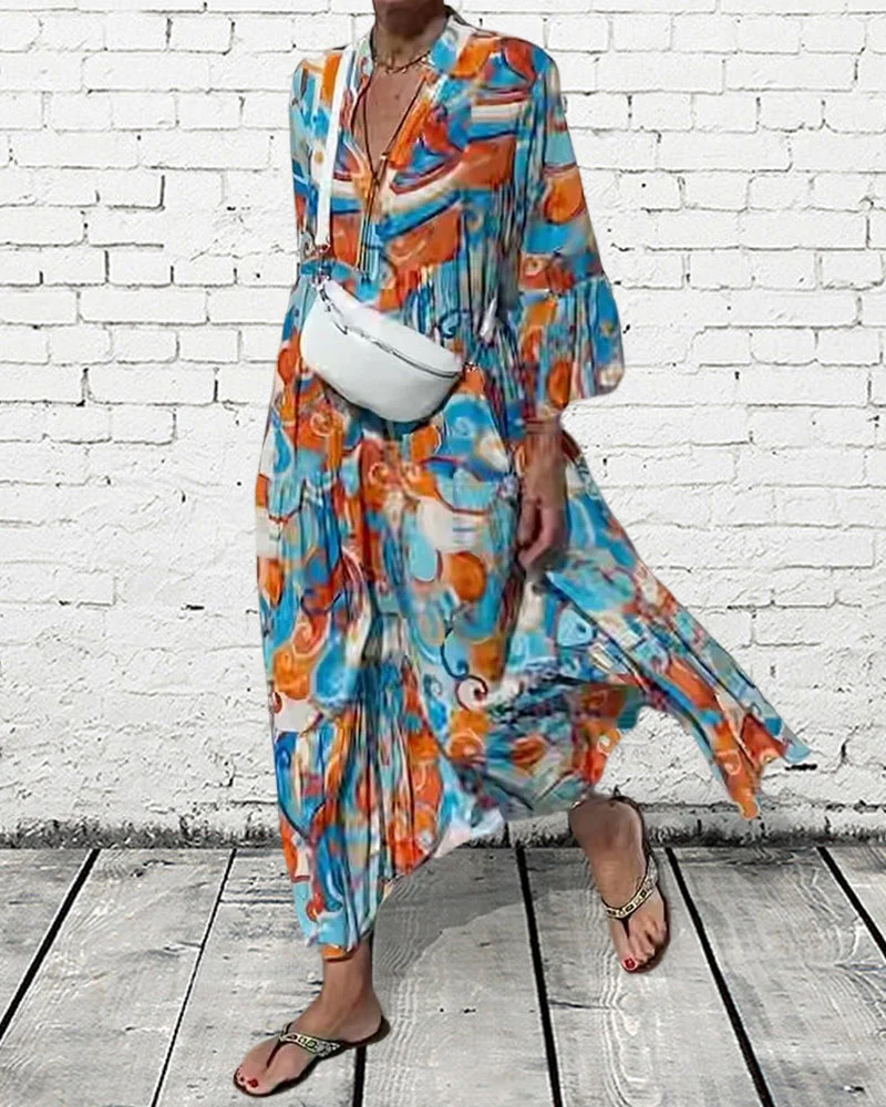 Jurk met vlotte print en V-hals - Image 2