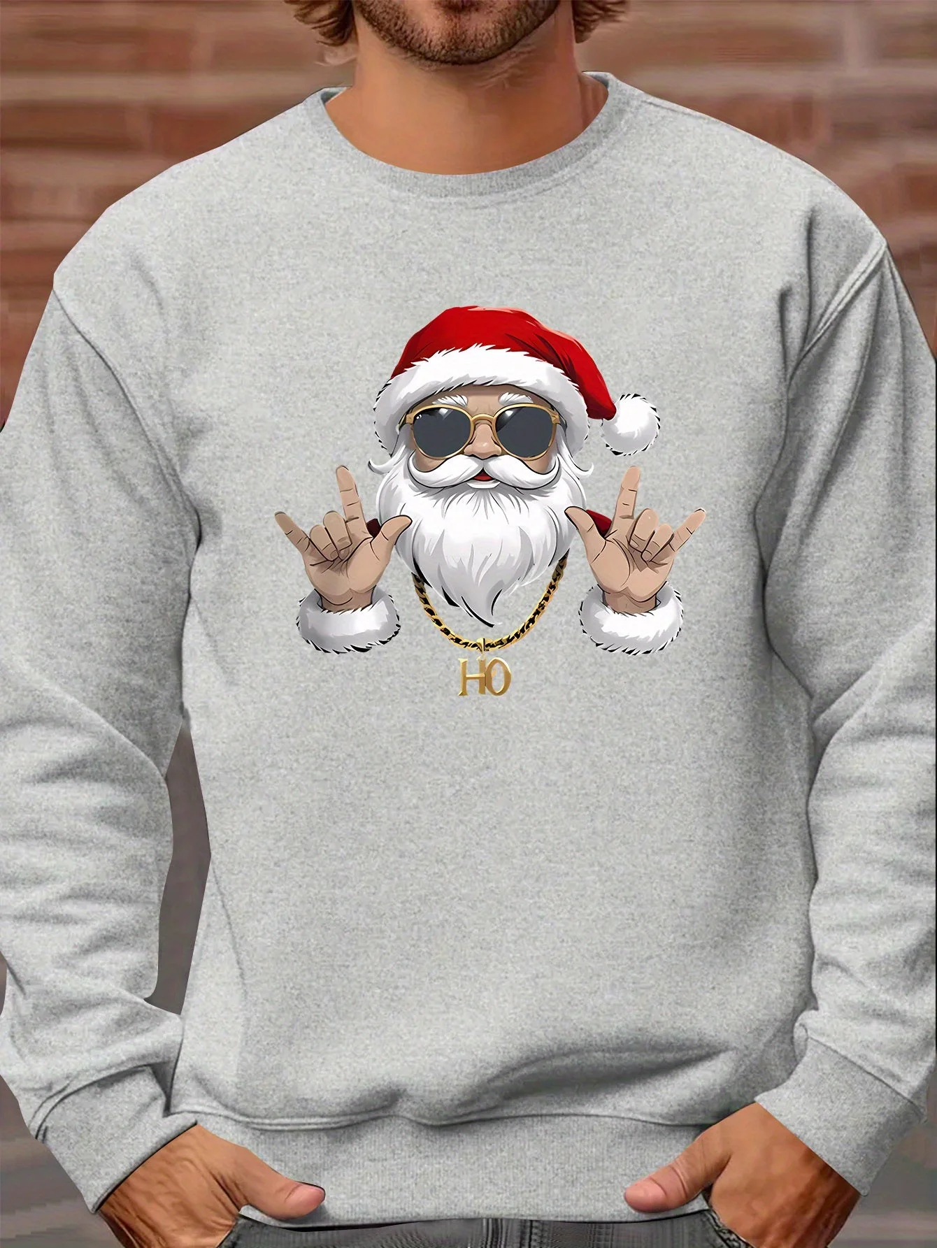 Kasper | Heren sweatshirt met kerstmanprint en lange mouwen - Image 2