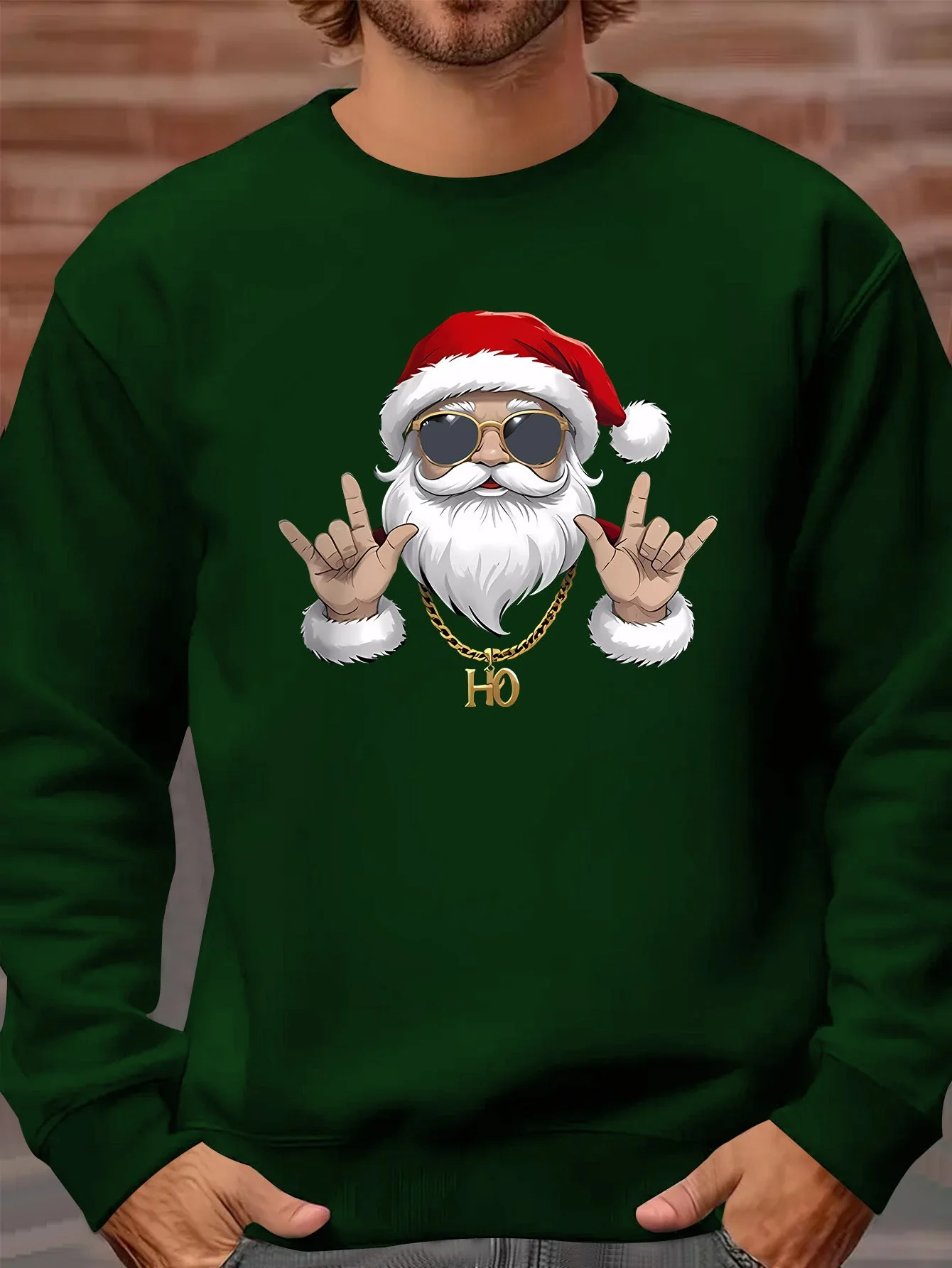 Kasper | Heren sweatshirt met kerstmanprint en lange mouwen - Image 3
