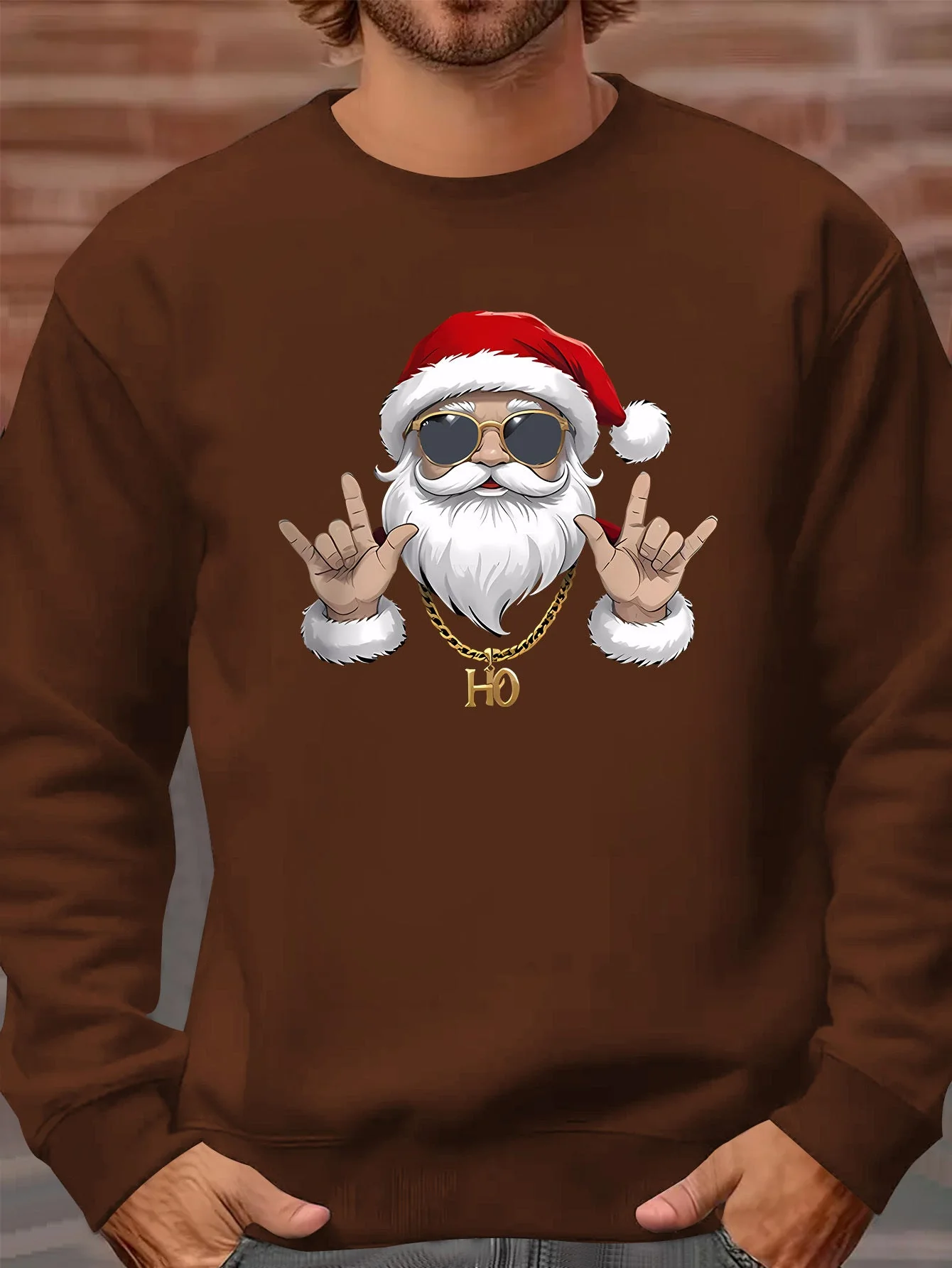 Kasper | Heren sweatshirt met kerstmanprint en lange mouwen - Image 4