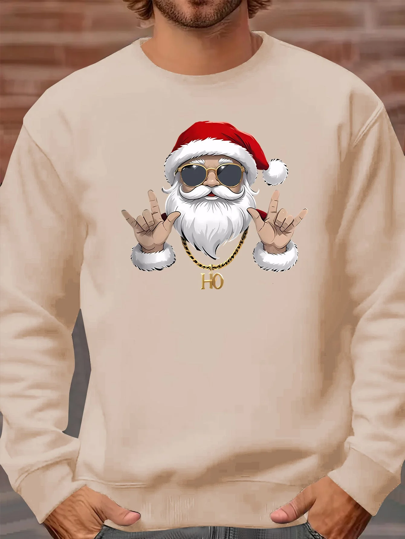 Kasper | Heren sweatshirt met kerstmanprint en lange mouwen - Image 5