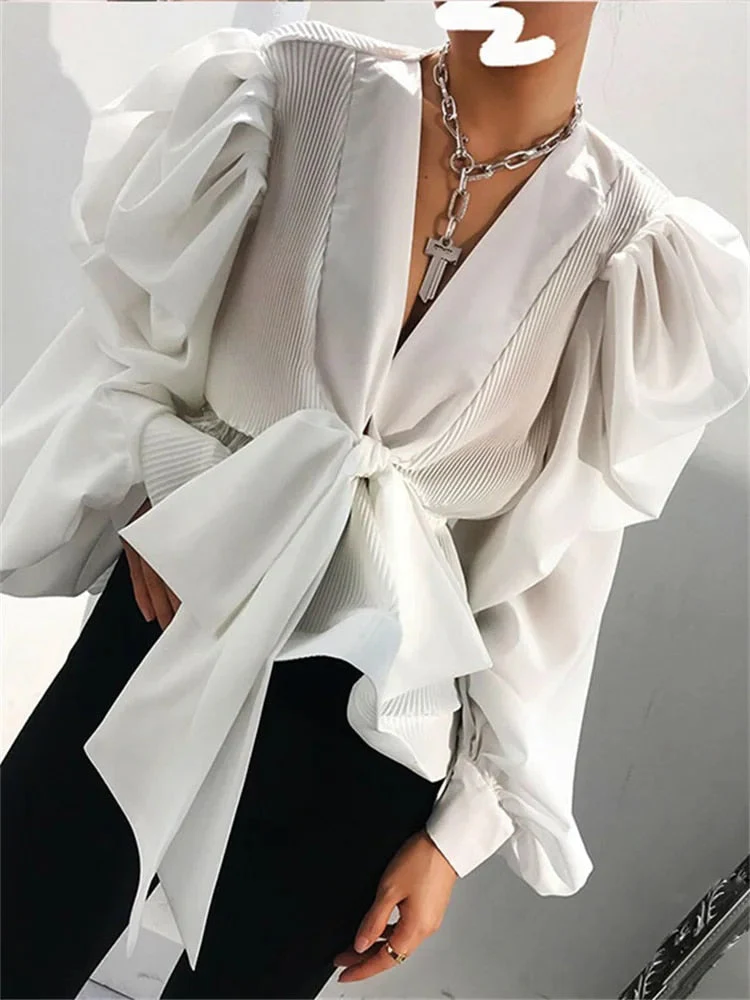 Käthe | V-hals Blouse met Pofmouwen - Image 3