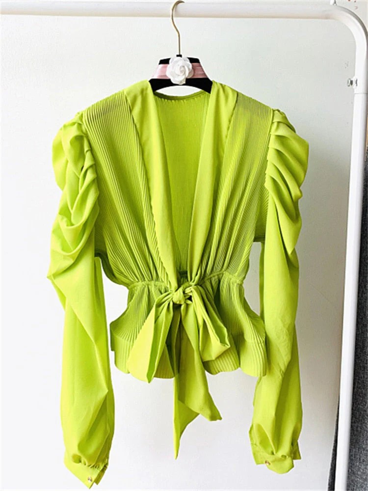 Käthe | V-hals Blouse met Pofmouwen - Image 4