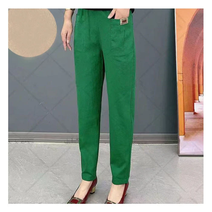 Katoenen broek met rechte pasvorm en elastische taille - Image 4