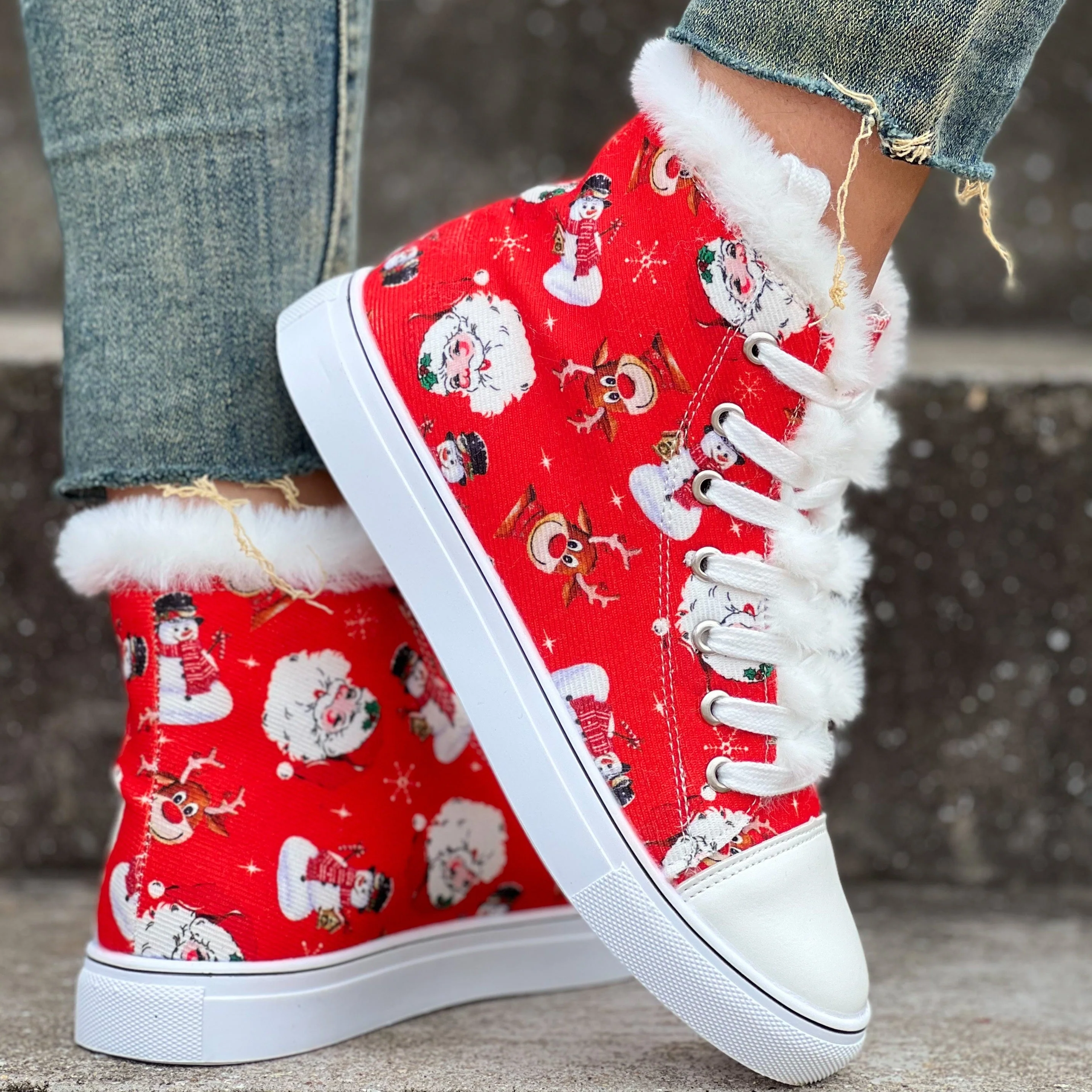 Naomi | Kerstmansneakers voor dames met fleecevoering - Image 3