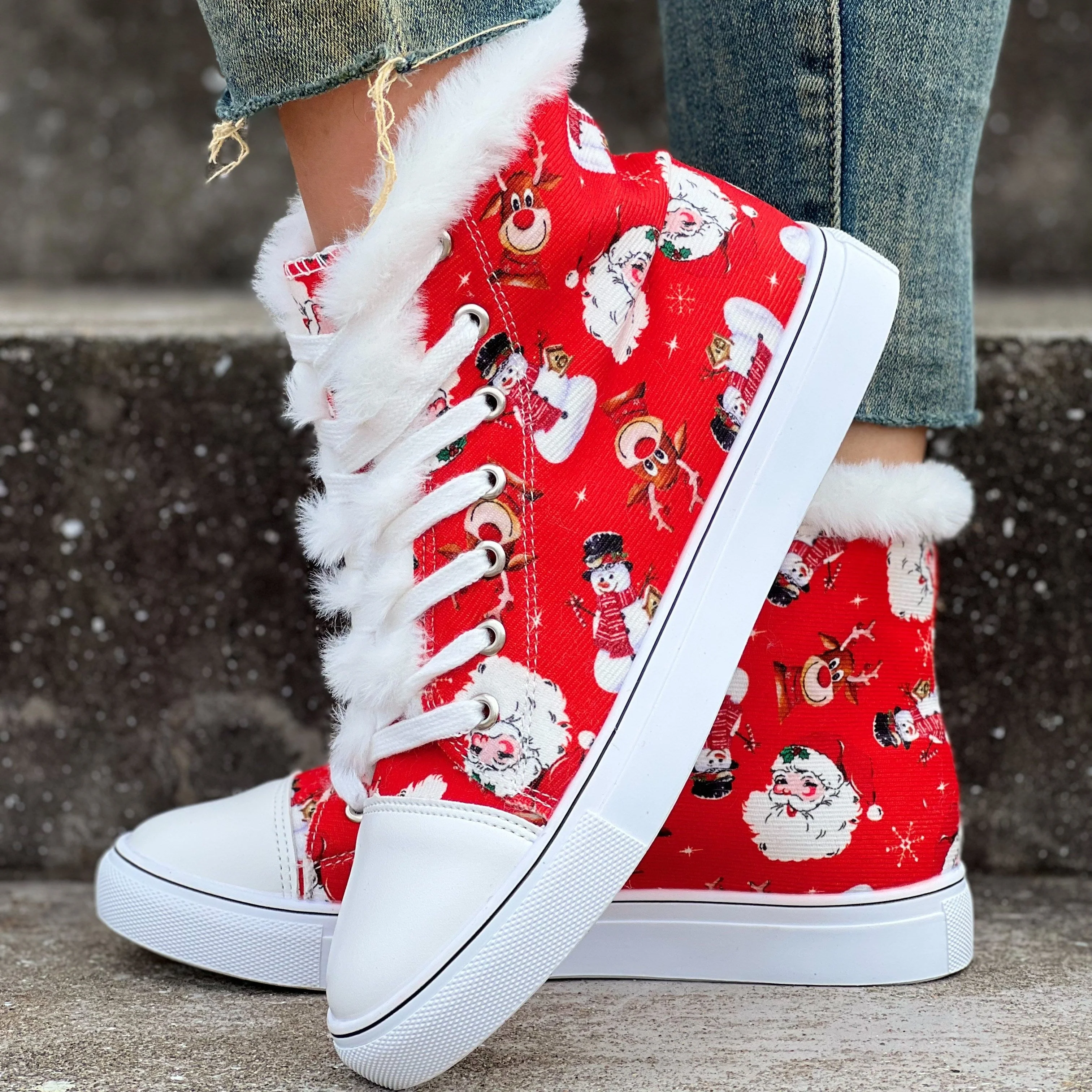 Naomi | Kerstmansneakers voor dames met fleecevoering - Image 4