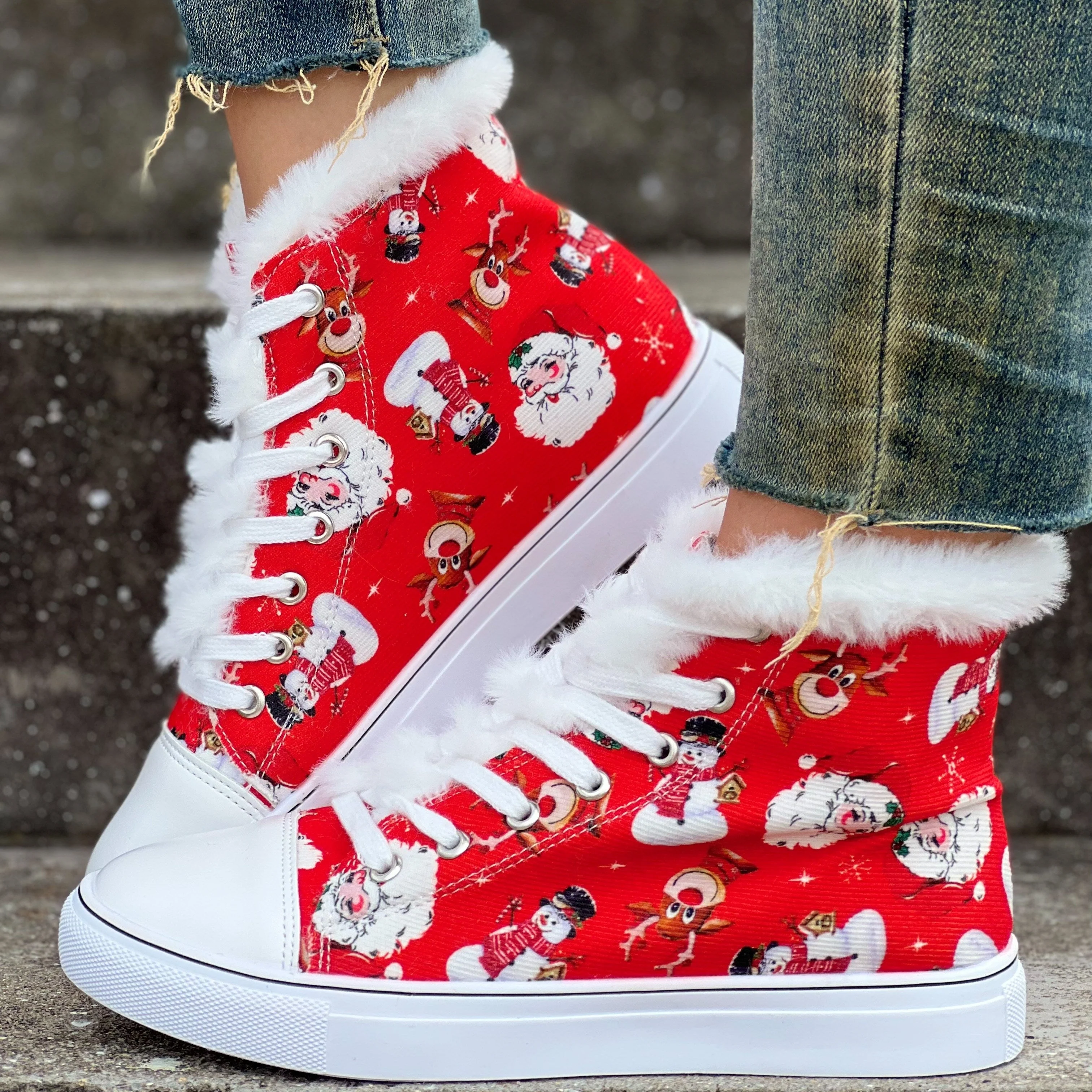 Naomi | Kerstmansneakers voor dames met fleecevoering - Image 5
