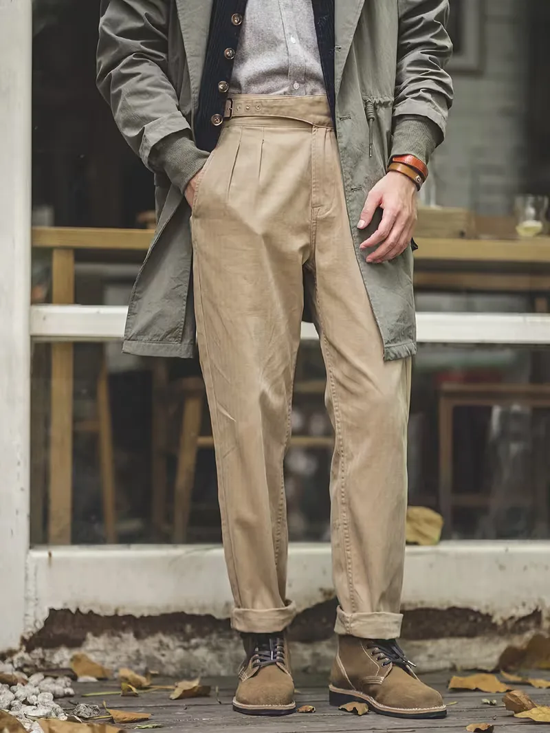 Khaki pantalon met hoge taille - Image 2