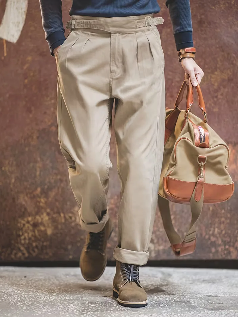 Khaki pantalon met hoge taille - Image 3