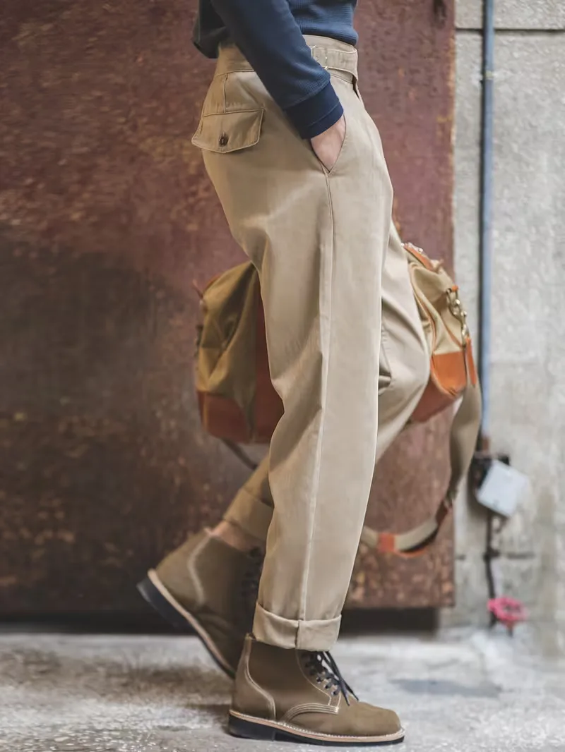 Khaki pantalon met hoge taille - Image 5
