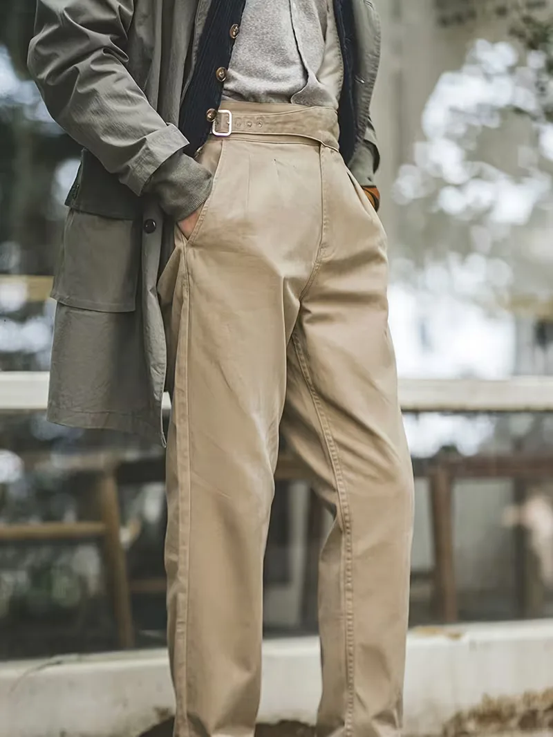 Khaki pantalon met hoge taille - Image 6