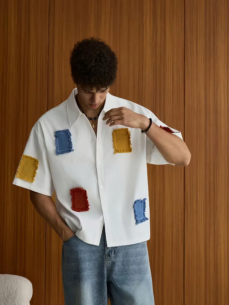 Korte mouw overhemd met patchwork - Image 2