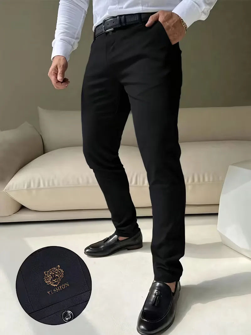 Lange broek met tijgerborduurontwerp en slim fit - Image 3