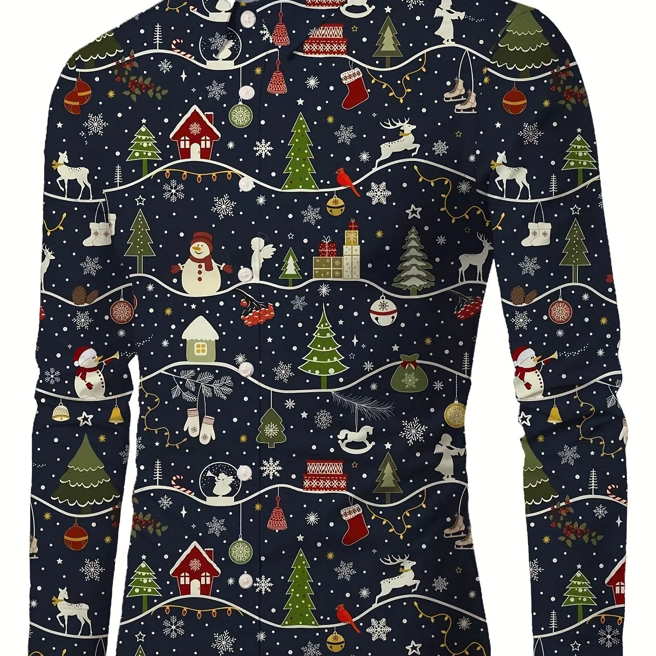 Lars | Feestelijk heren kerst overhemd met opstaande kraag en knoopdetail - Image 11