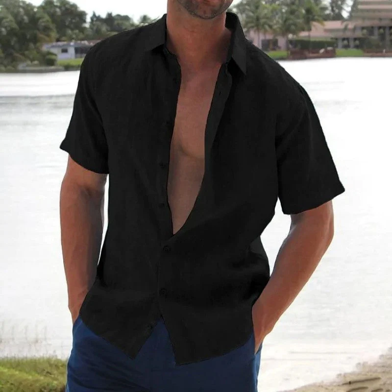 Lars | Linnen casual heren overhemd met korte mouw - Image 3