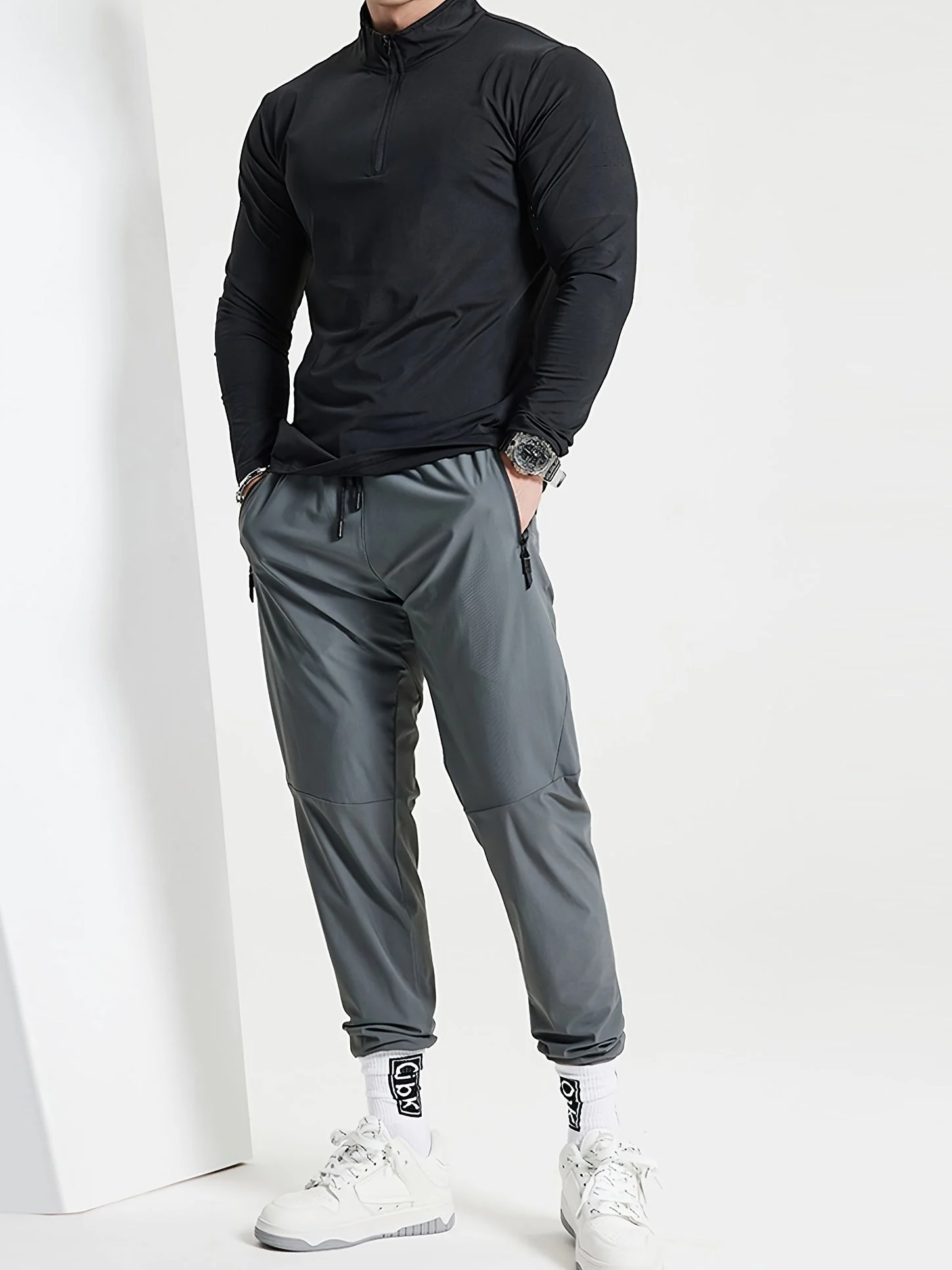 Lars | Slim-fit henley-shirt met halve rits en lange mouwen - Image 6
