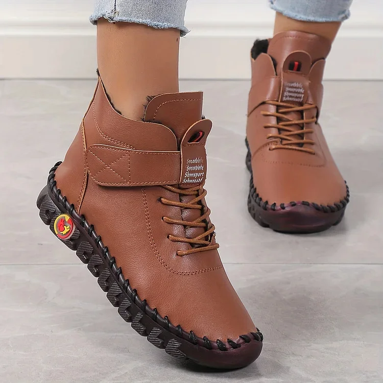Leah | Comfortabele hoge leren schoenen met veters en klittenband voor vrouwen - Image 9