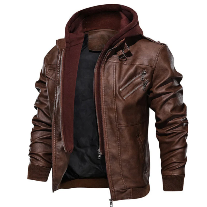 Leren Jack in met voering en capuchon voor mannen - Image 3