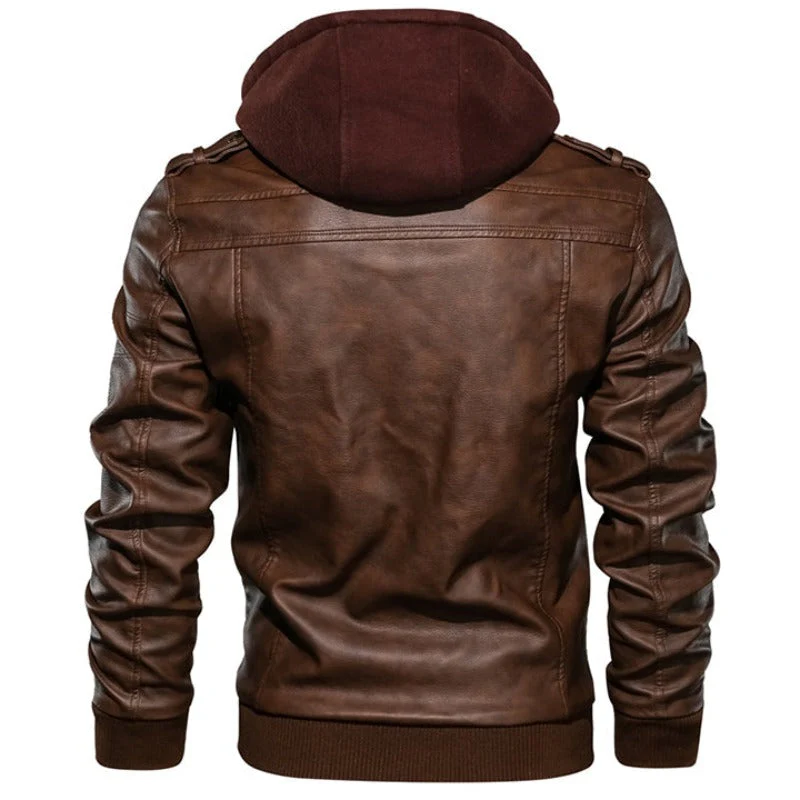 Leren Jack in met voering en capuchon voor mannen - Image 5