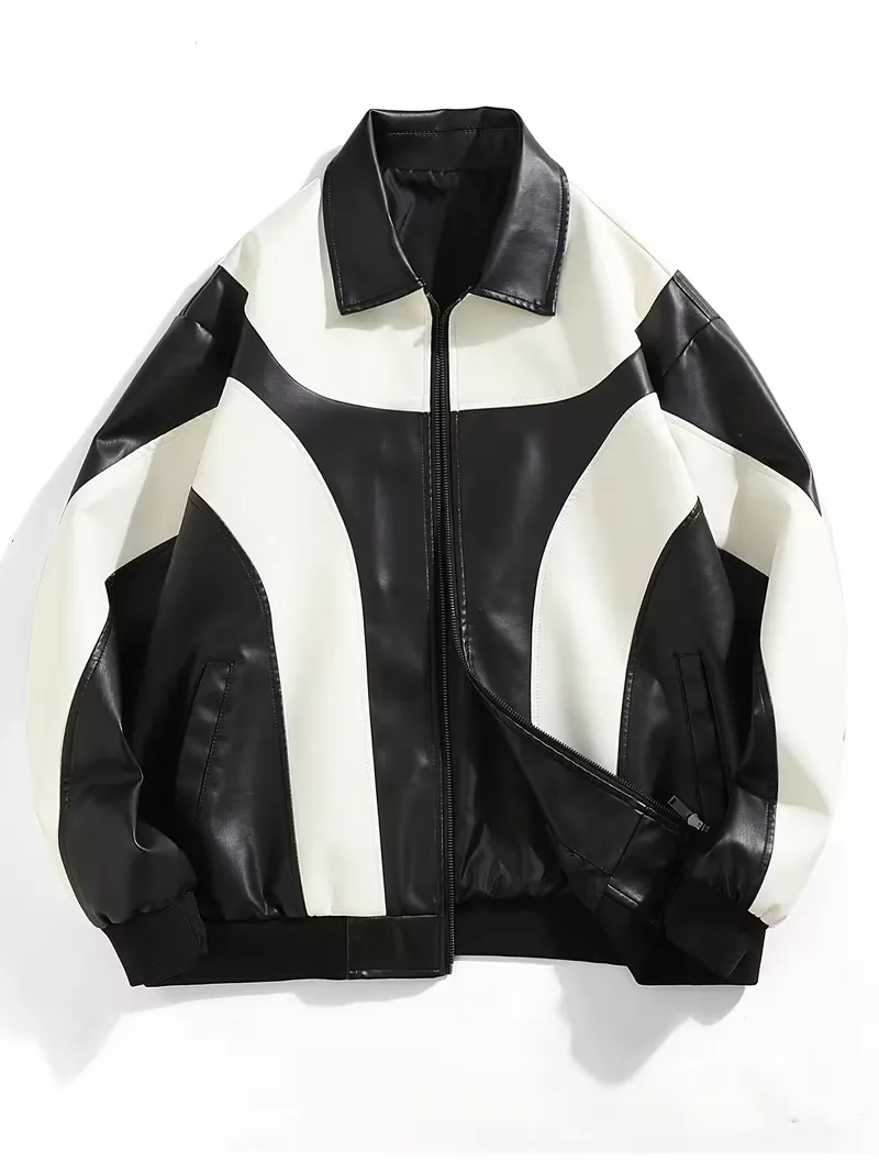 Leren jassen met color block patroon