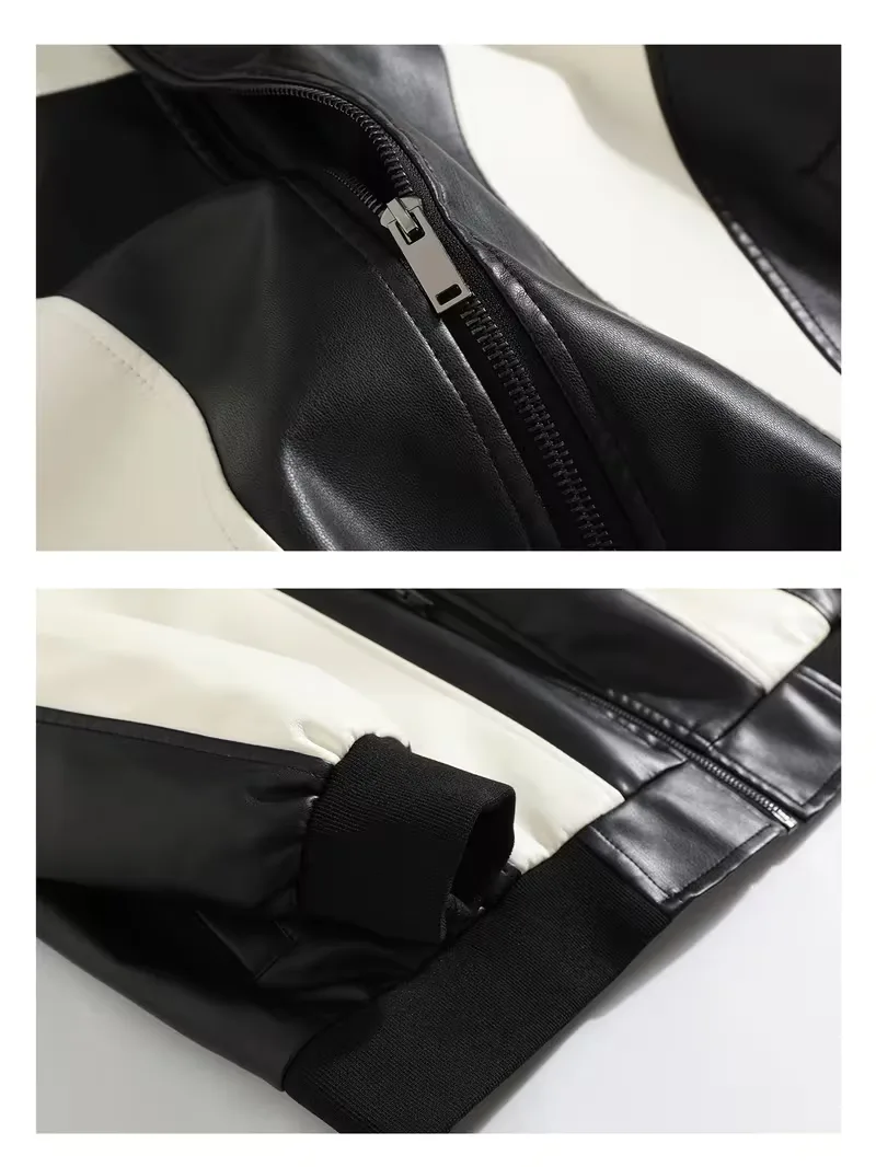 Leren jassen met color block patroon - Image 5