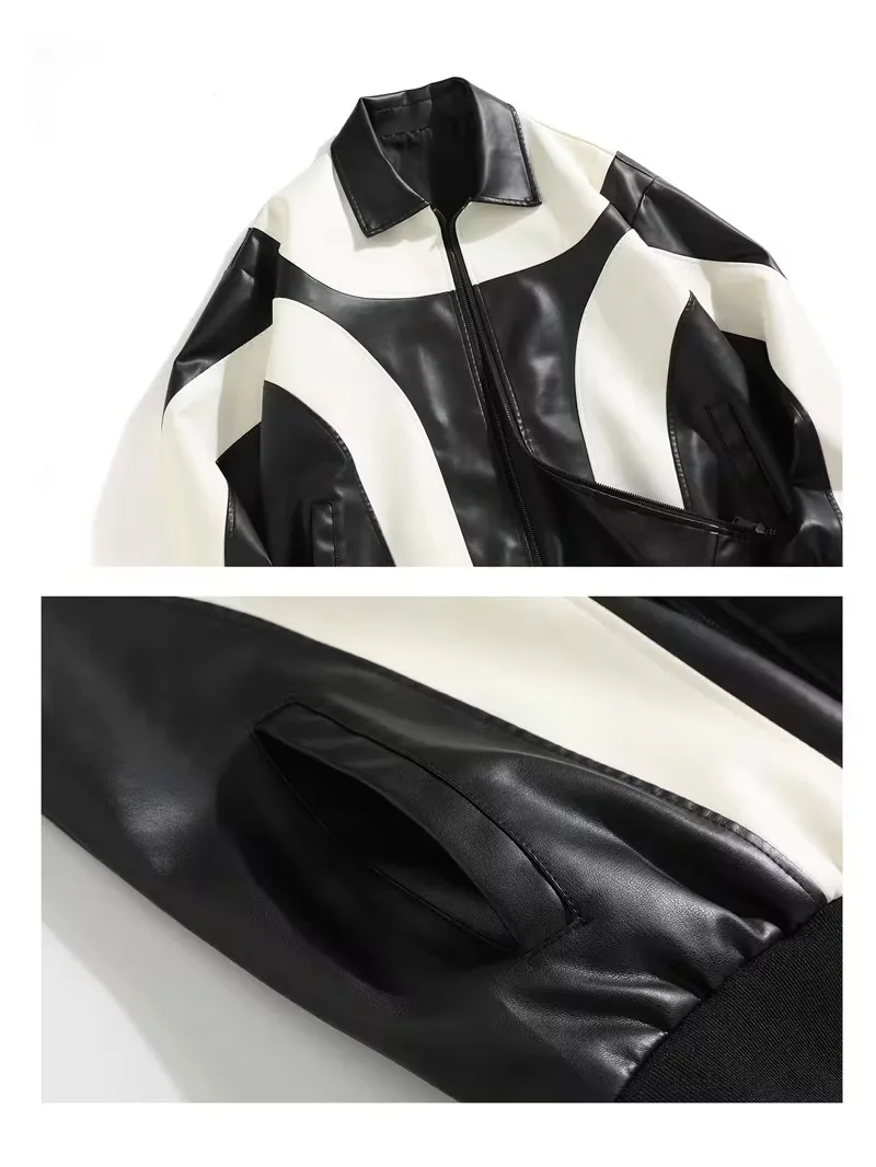 Leren jassen met color block patroon - Image 7