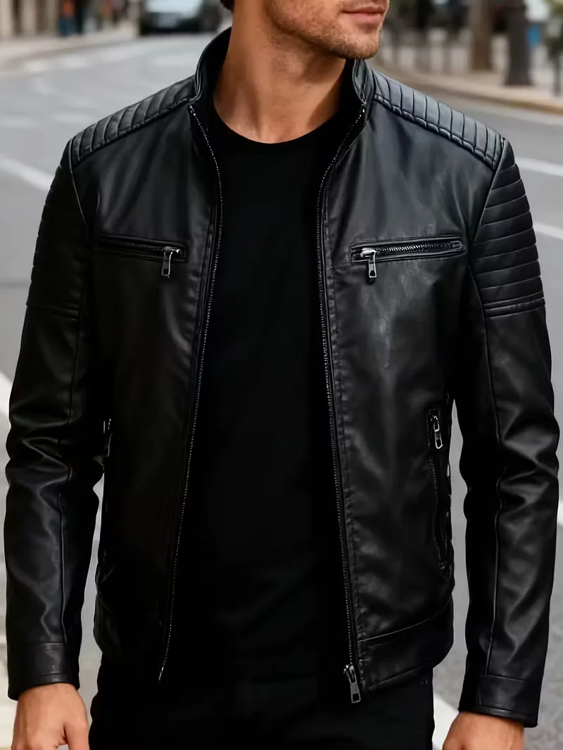 Leren jassen met quilted schouders - Image 3