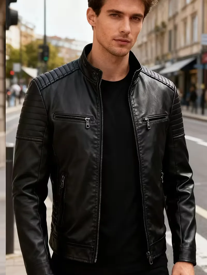 Leren jassen met quilted schouders - Image 4